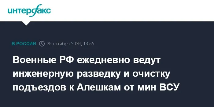 Военные РФ ежедневно ведут инженерную разведку и очистку подъездов к Алешкам от мин ВСУ
