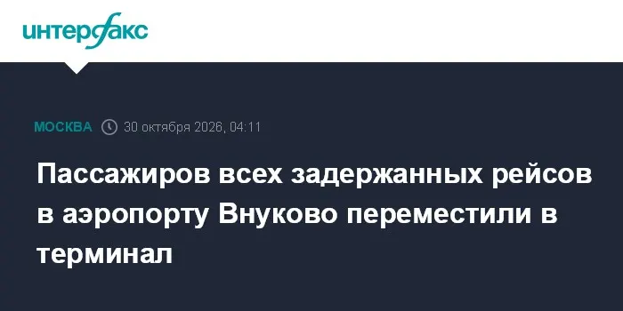 Пассажиров всех задержанных рейсов в аэропорту Внуково переместили в терминал