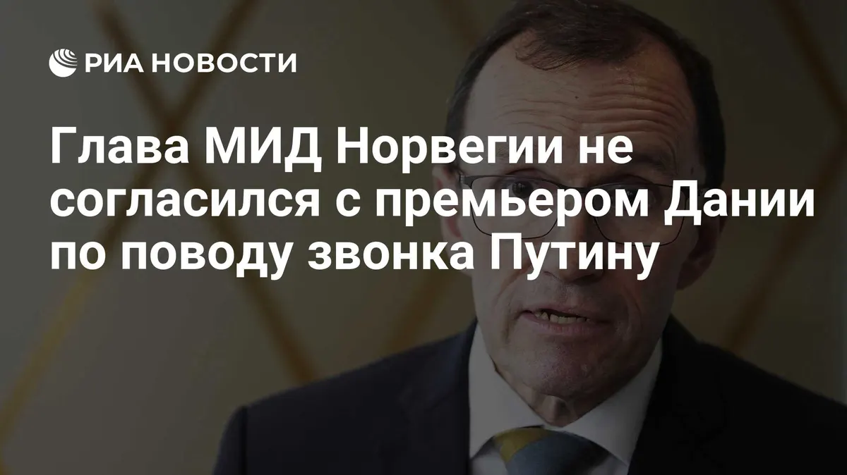Глава МИД Норвегии не согласился с премьером Дании по поводу звонка Путину